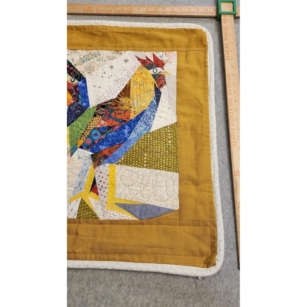 Handmade Quilted Rooster Wall Hanging Mini‎ Quilt Patchwork Farmhouse Kitchen